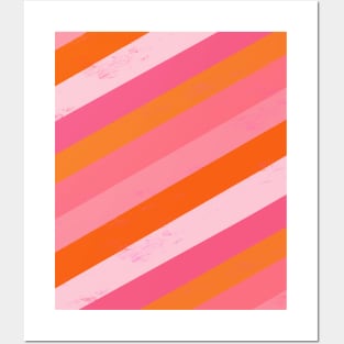 Pink and Orange Brush Stroke, Stripes Posters and Art